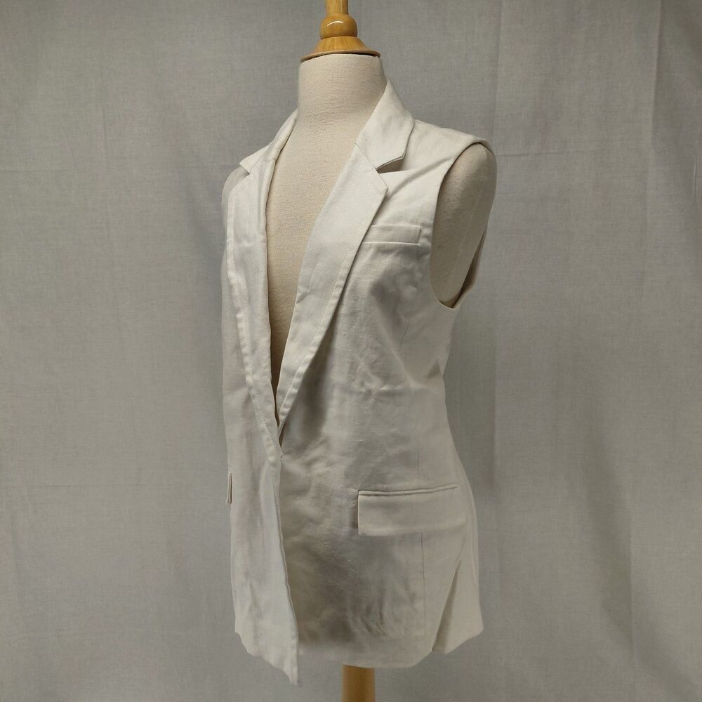 NWT Michael Kors white linen long-line vest SZ L